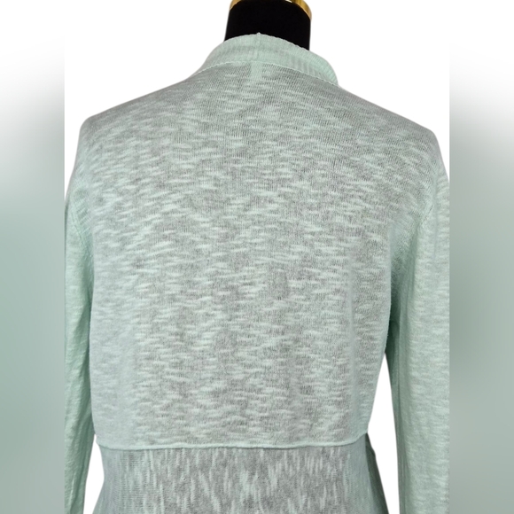 Eileen Fisher Linen Cotton Drape Front Open Cardigan Mint Green Size M - Picture 12 of 12